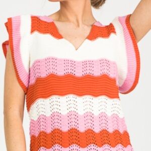 THML Vibrant Knit Blouse with Stripes